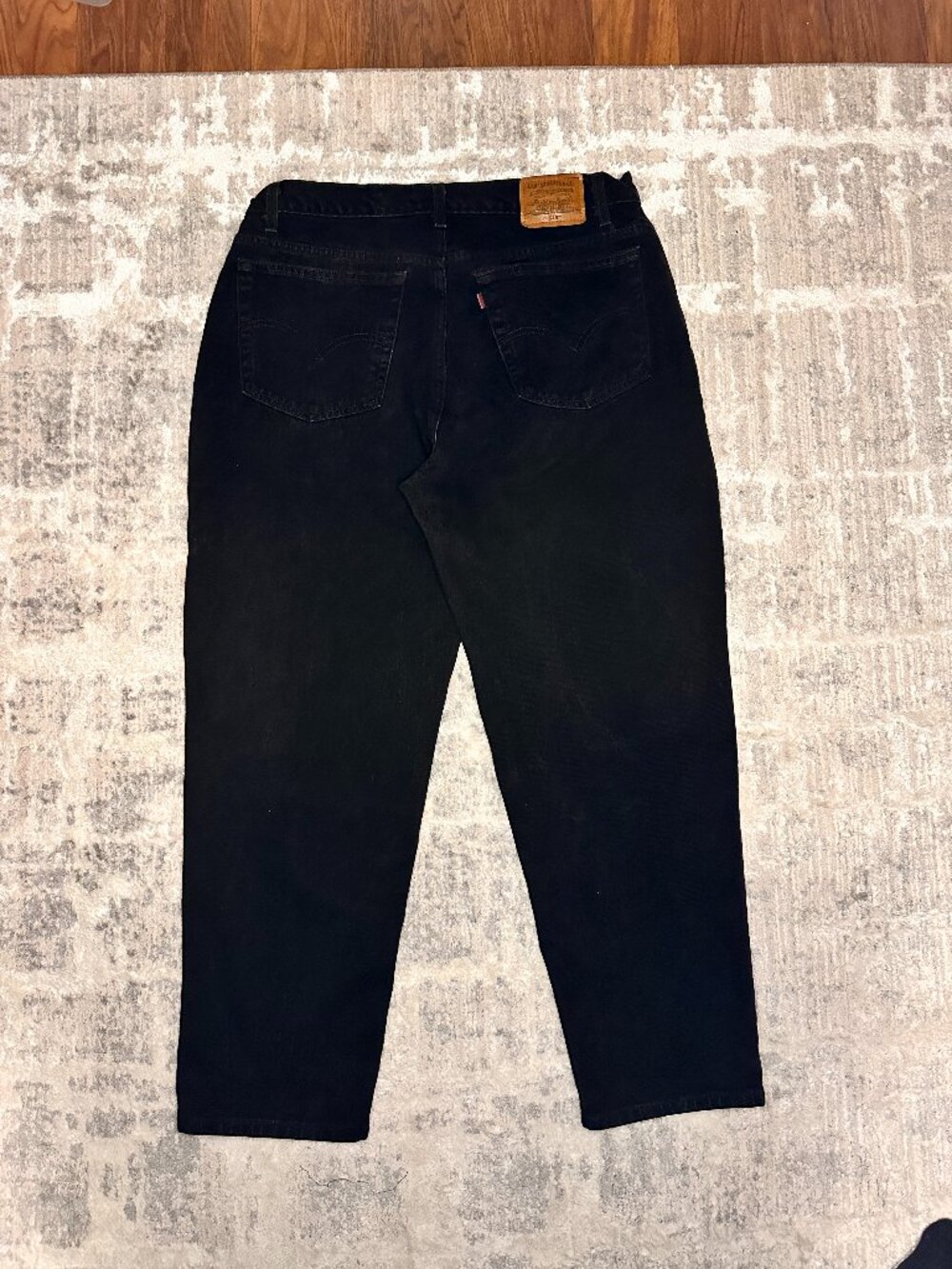 Vintage Levis 545 Jeans Mens 38 x 30 Black Denim Loose Fit Workwear Brown Tab